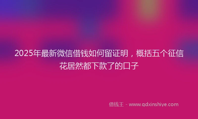 2025年最新微信借钱如何留证明，概括五个征信花居然都下款了的口子