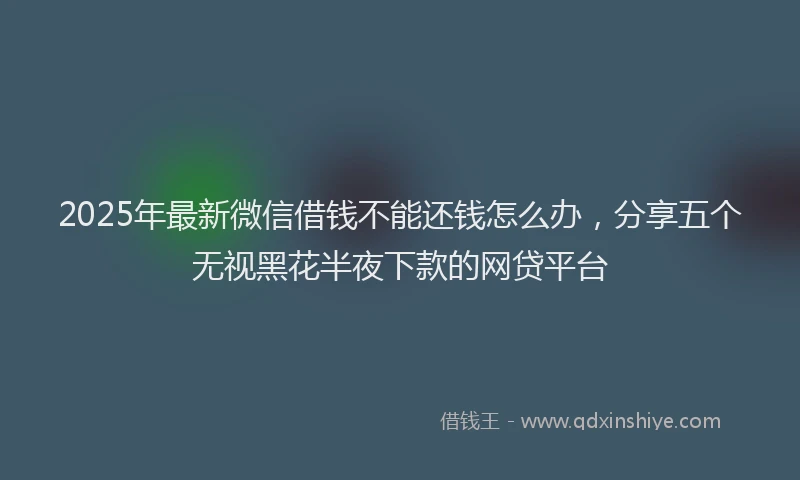 2025年最新微信借钱不能还钱怎么办，分享五个无视黑花半夜下款的网贷平台