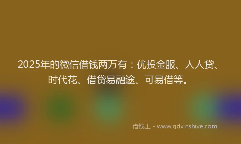 2025年的微信借钱两万有：优投金服、人人贷、时代花、借贷易融途、可易借等。