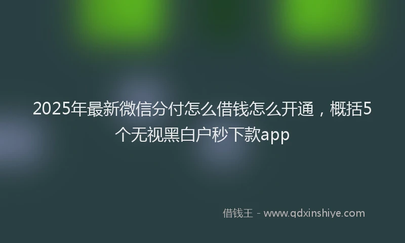 2025年最新微信分付怎么借钱怎么开通，概括5个无视黑白户秒下款app