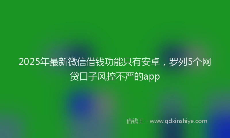 2025年最新微信借钱功能只有安卓，罗列5个网贷口子风控不严的app