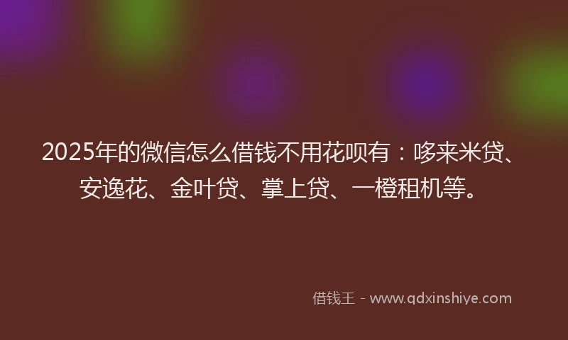 2025年的微信怎么借钱不用花呗有：哆来米贷、安逸花、金叶贷、掌上贷、一橙租机等。