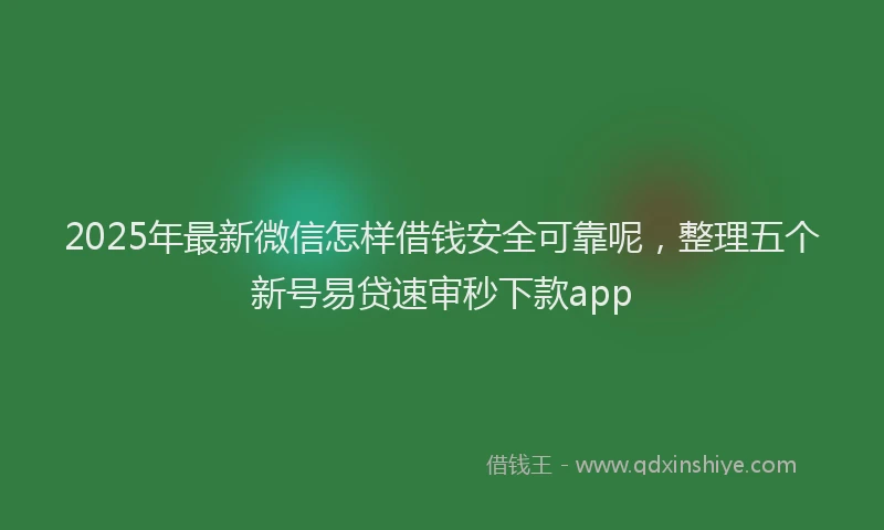 2025年最新微信怎样借钱安全可靠呢，整理五个新号易贷速审秒下款app