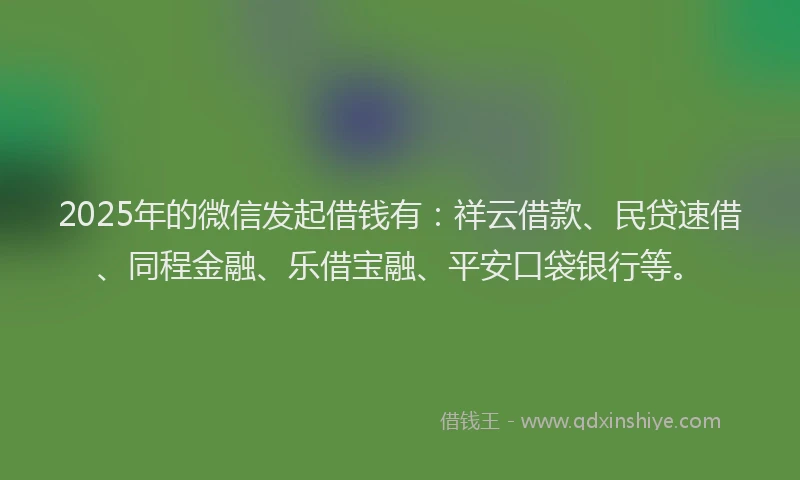 2025年的微信发起借钱有：祥云借款、民贷速借、同程金融、乐借宝融、平安口袋银行等。