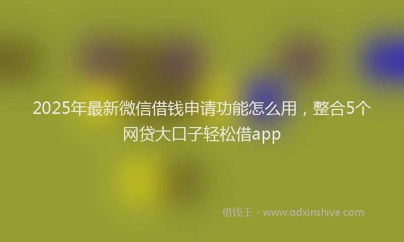 2025年最新微信借钱申请功能怎么用，整合5个网贷大口子轻松借app