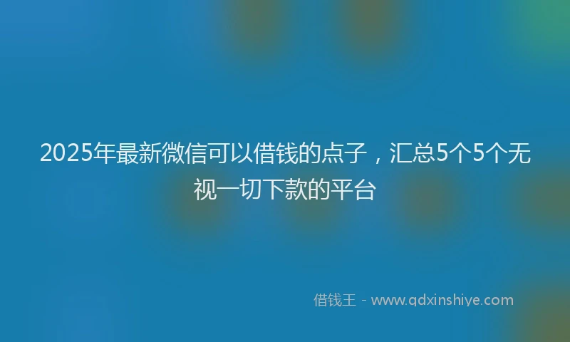 2025年最新微信可以借钱的点子，汇总5个5个无视一切下款的平台