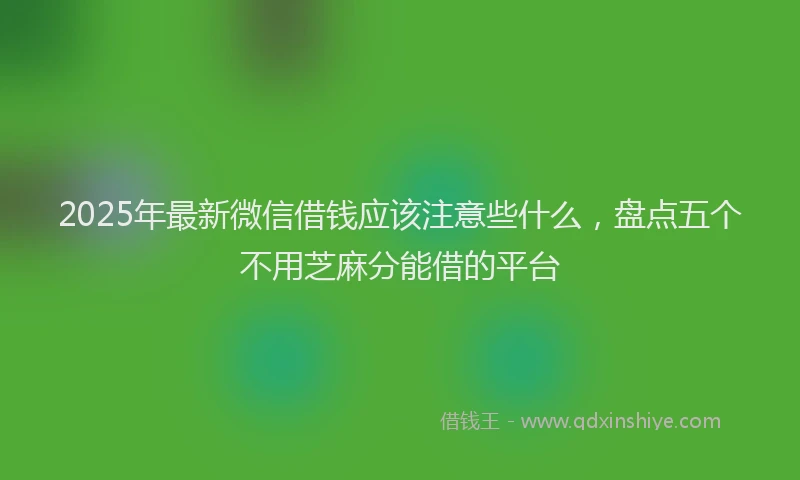 2025年最新微信借钱应该注意些什么，盘点五个不用芝麻分能借的平台