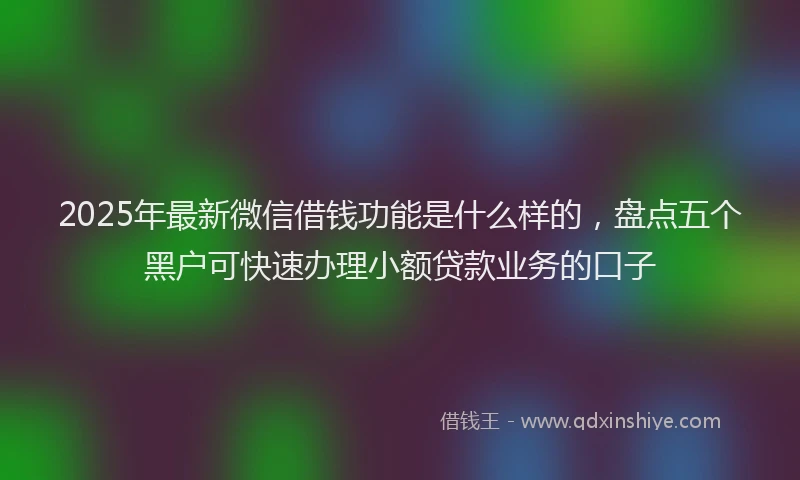 2025年最新微信借钱功能是什么样的，盘点五个黑户可快速办理小额贷款业务的口子