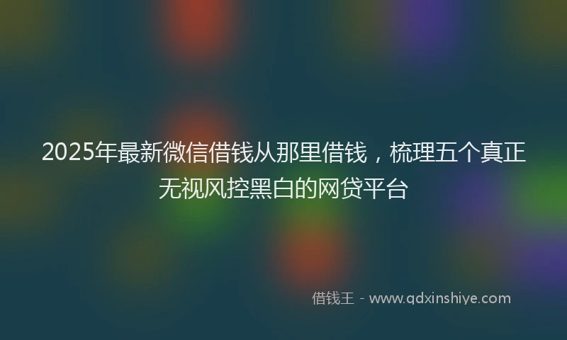 2025年最新微信借钱从那里借钱，梳理五个真正无视风控黑白的网贷平台