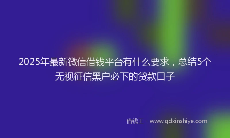 2025年最新微信借钱平台有什么要求，总结5个无视征信黑户必下的贷款口子