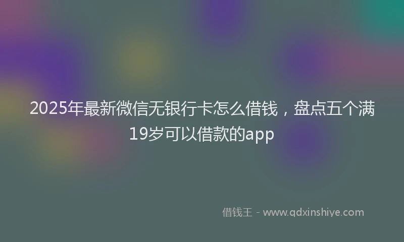 2025年最新微信无银行卡怎么借钱，盘点五个满19岁可以借款的app