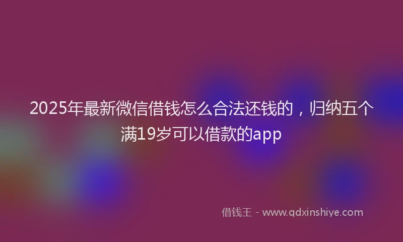 2025年最新微信借钱怎么合法还钱的，归纳五个满19岁可以借款的app