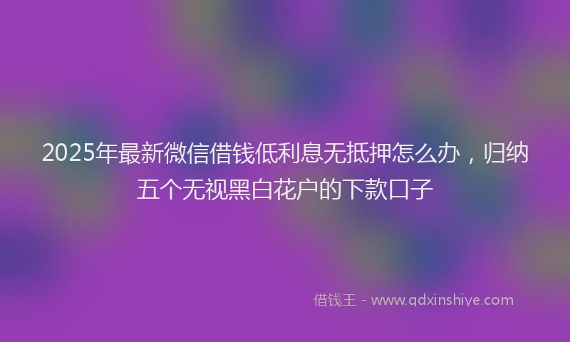2025年最新微信借钱低利息无抵押怎么办，归纳五个无视黑白花户的下款口子