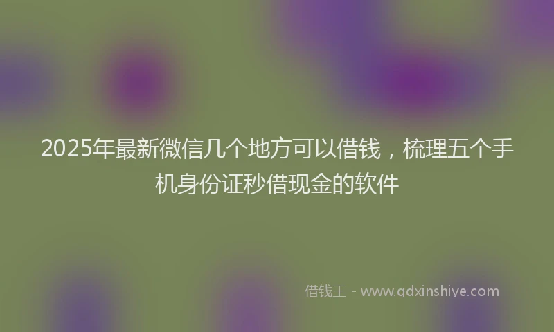 2025年最新微信几个地方可以借钱，梳理五个手机身份证秒借现金的软件