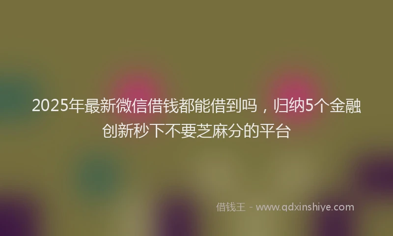 2025年最新微信借钱都能借到吗，归纳5个金融创新秒下不要芝麻分的平台