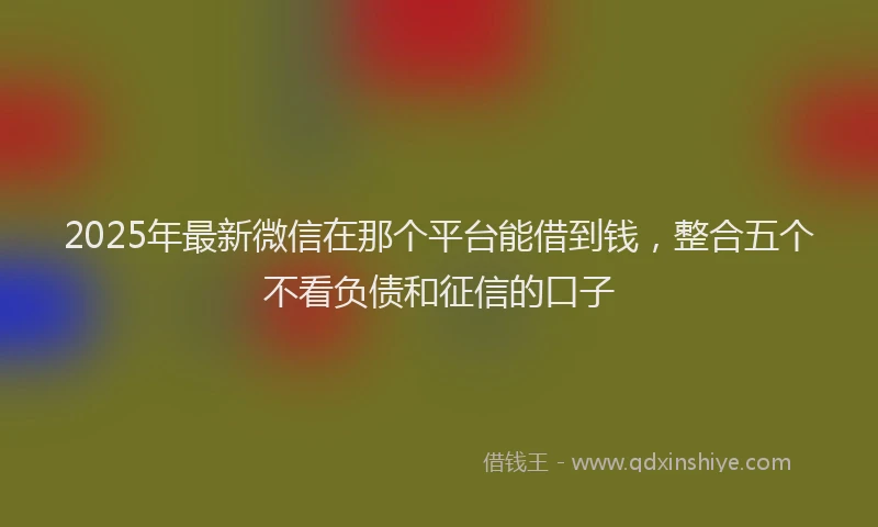 2025年最新微信在那个平台能借到钱，整合五个不看负债和征信的口子