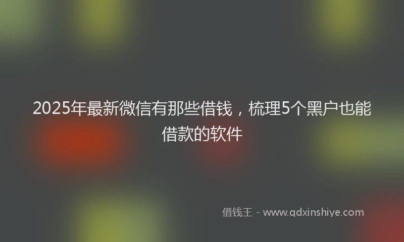 2025年最新微信有那些借钱，梳理5个黑户也能借款的软件