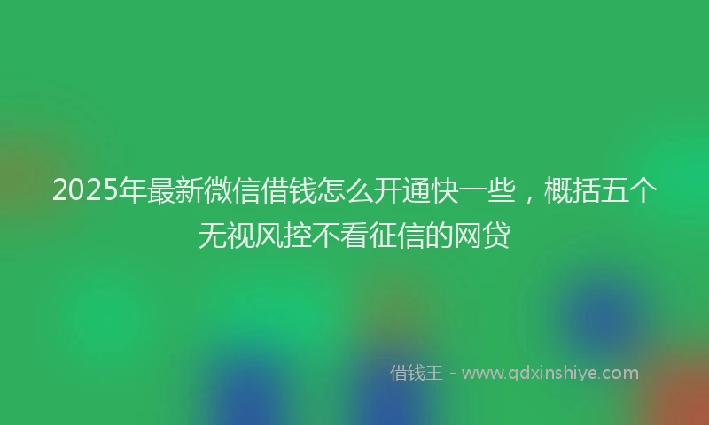 2025年最新微信借钱怎么开通快一些，概括五个无视风控不看征信的网贷