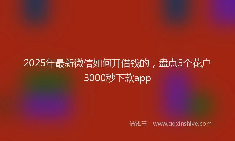 2025年最新微信如何开借钱的，盘点5个花户3000秒下款app