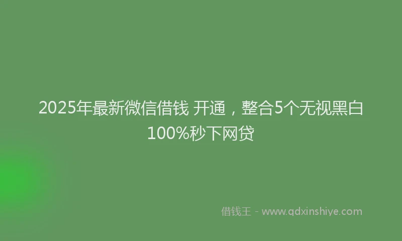 2025年最新微信借钱 开通，整合5个无视黑白100%秒下网贷
