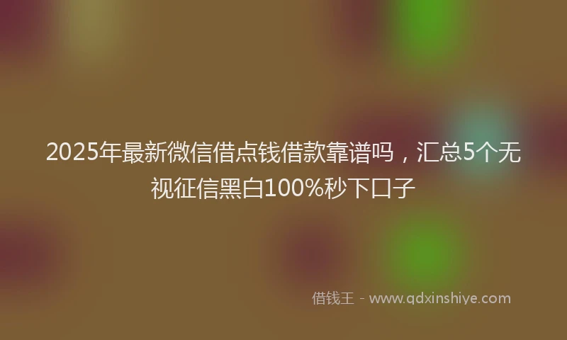 2025年最新微信借点钱借款靠谱吗，汇总5个无视征信黑白100%秒下口子