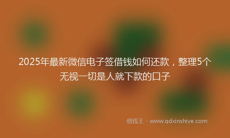 2025年最新微信电子签借钱如何还款，整理5个无视一切是人就下款的口子