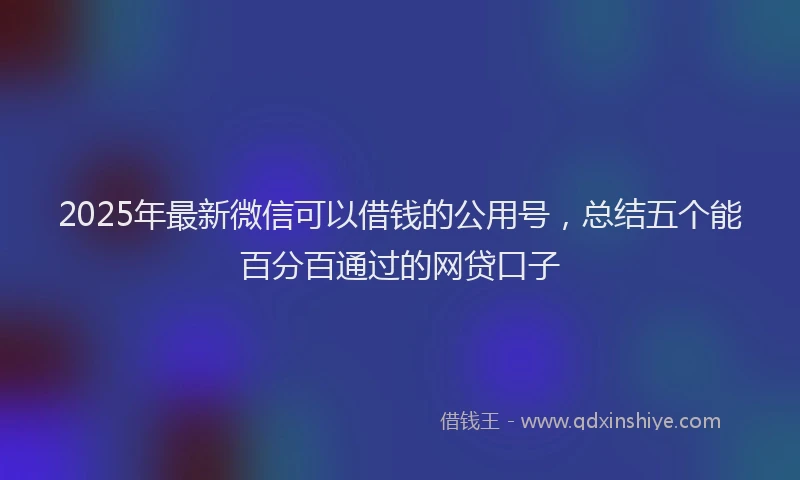 2025年最新微信可以借钱的公用号，总结五个能百分百通过的网贷口子
