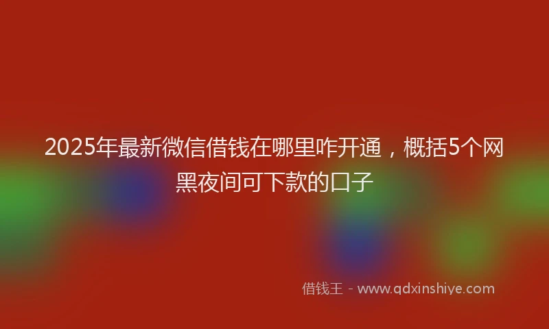 2025年最新微信借钱在哪里咋开通，概括5个网黑夜间可下款的口子