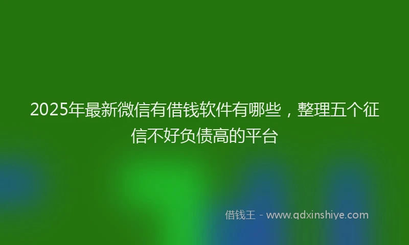 2025年最新微信有借钱软件有哪些，整理五个征信不好负债高的平台