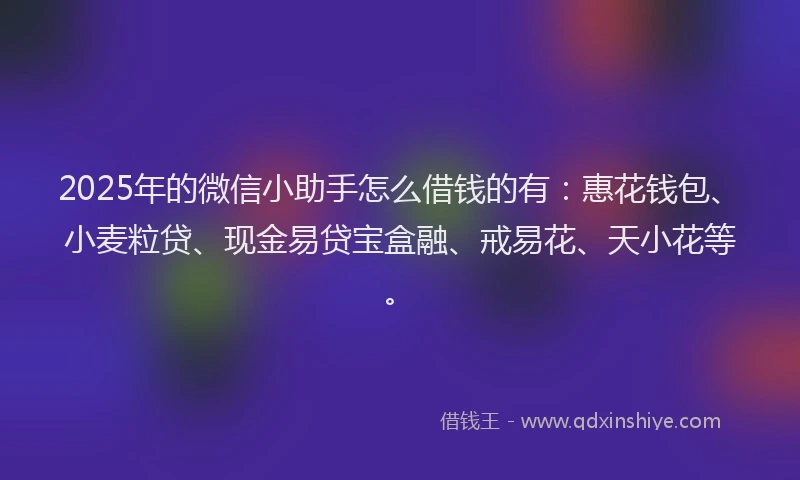 2025年的微信小助手怎么借钱的有：惠花钱包、小麦粒贷、现金易贷宝盒融、戒易花、天小花等。