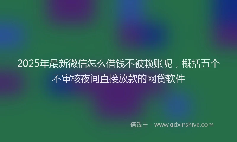 2025年最新微信怎么借钱不被赖账呢，概括五个不审核夜间直接放款的网贷软件