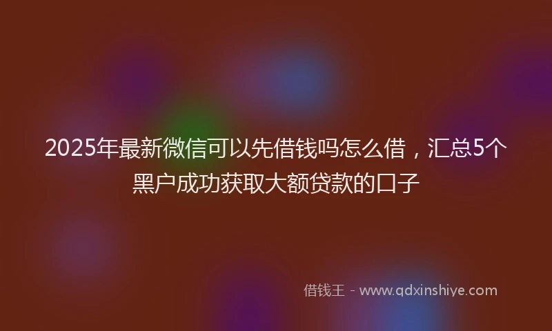 2025年最新微信可以先借钱吗怎么借，汇总5个黑户成功获取大额贷款的口子