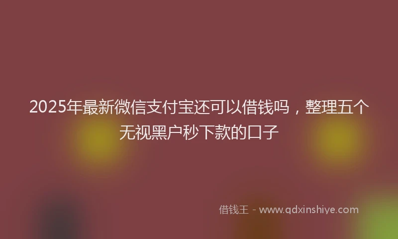 2025年最新微信支付宝还可以借钱吗，整理五个无视黑户秒下款的口子
