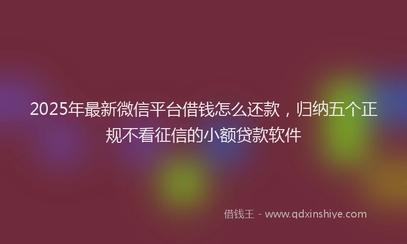 2025年最新微信平台借钱怎么还款，归纳五个正规不看征信的小额贷款软件