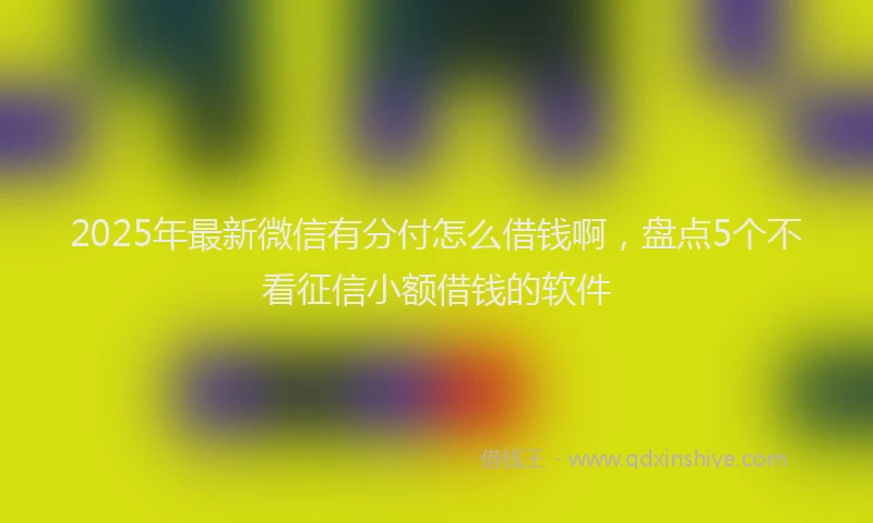2025年最新微信有分付怎么借钱啊，盘点5个不看征信小额借钱的软件