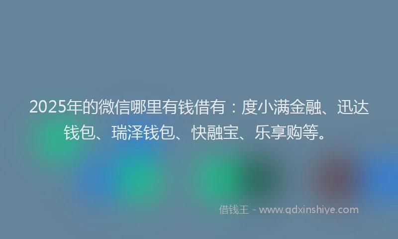 2025年的微信哪里有钱借有：度小满金融、迅达钱包、瑞泽钱包、快融宝、乐享购等。