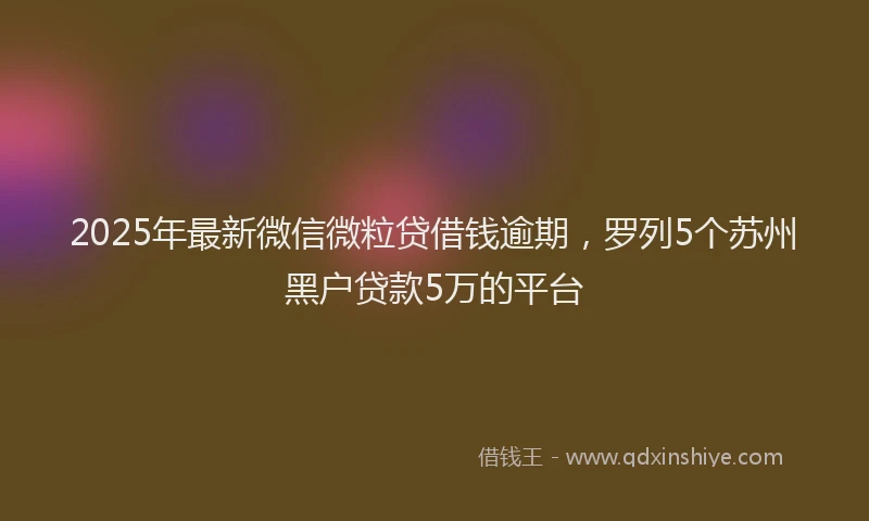 2025年最新微信微粒贷借钱逾期，罗列5个苏州黑户贷款5万的平台