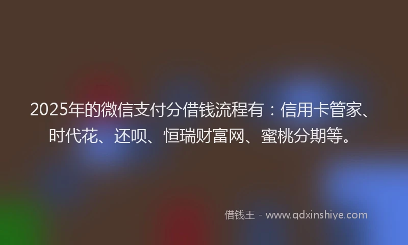 2025年的微信支付分借钱流程有：信用卡管家、时代花、还呗、恒瑞财富网、蜜桃分期等。