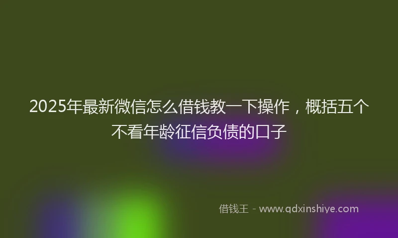 2025年最新微信怎么借钱教一下操作，概括五个不看年龄征信负债的口子