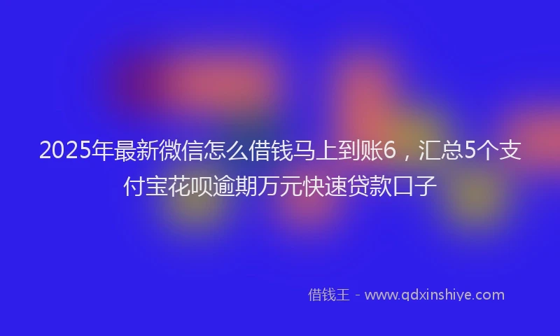 2025年最新微信怎么借钱马上到账6，汇总5个支付宝花呗逾期万元快速贷款口子