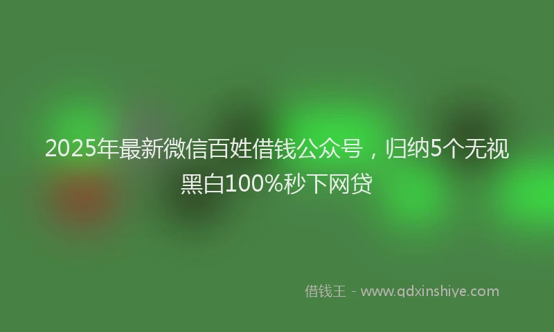 2025年最新微信百姓借钱公众号，归纳5个无视黑白100%秒下网贷
