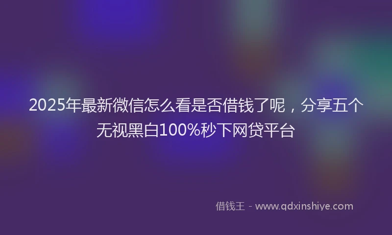 2025年最新微信怎么看是否借钱了呢，分享五个无视黑白100%秒下网贷平台