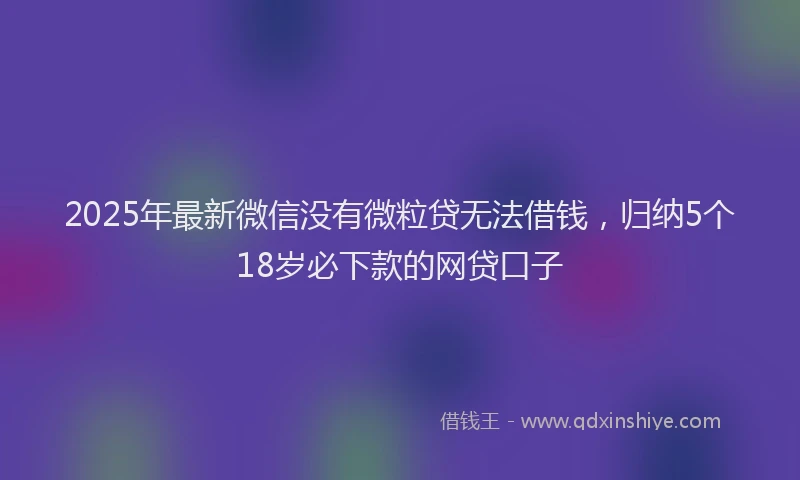 2025年最新微信没有微粒贷无法借钱，归纳5个18岁必下款的网贷口子