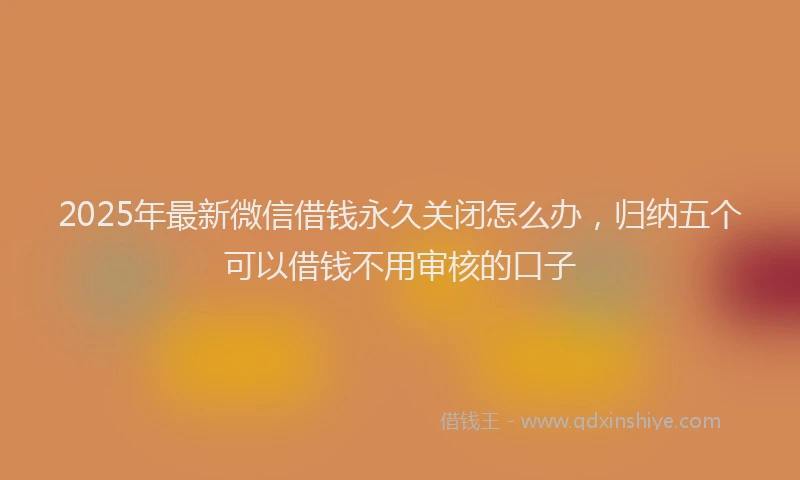 2025年最新微信借钱永久关闭怎么办，归纳五个可以借钱不用审核的口子