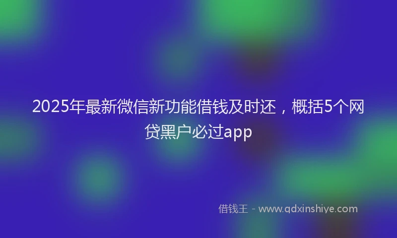 2025年最新微信新功能借钱及时还，概括5个网贷黑户必过app