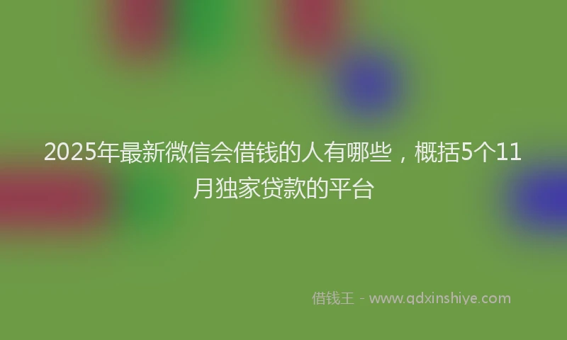 2025年最新微信会借钱的人有哪些，概括5个11月独家贷款的平台