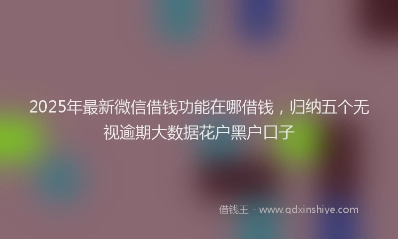 2025年最新微信借钱功能在哪借钱，归纳五个无视逾期大数据花户黑户口子