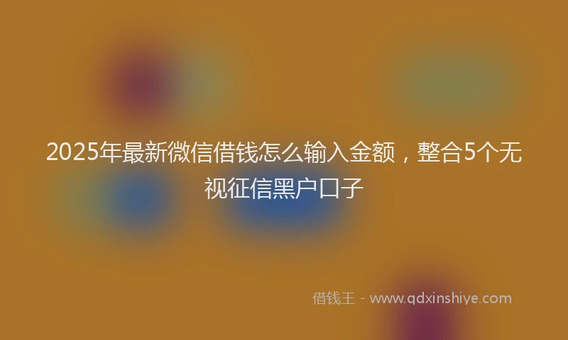 2025年最新微信借钱怎么输入金额，整合5个无视征信黑户口子
