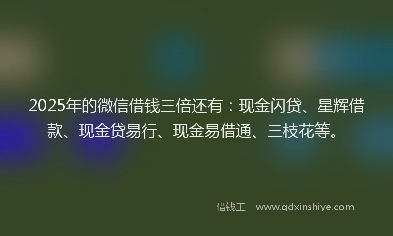 2025年的微信借钱三倍还有：现金闪贷、星辉借款、现金贷易行、现金易借通、三枝花等。