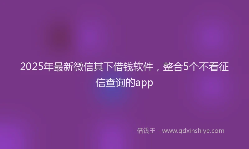 2025年最新微信其下借钱软件，整合5个不看征信查询的app